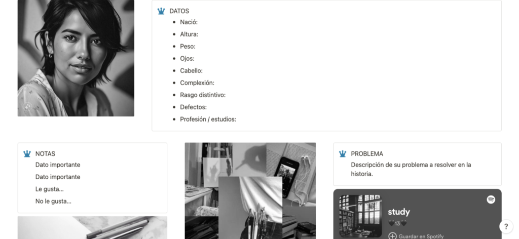Plantilla template notion novel escribir write free